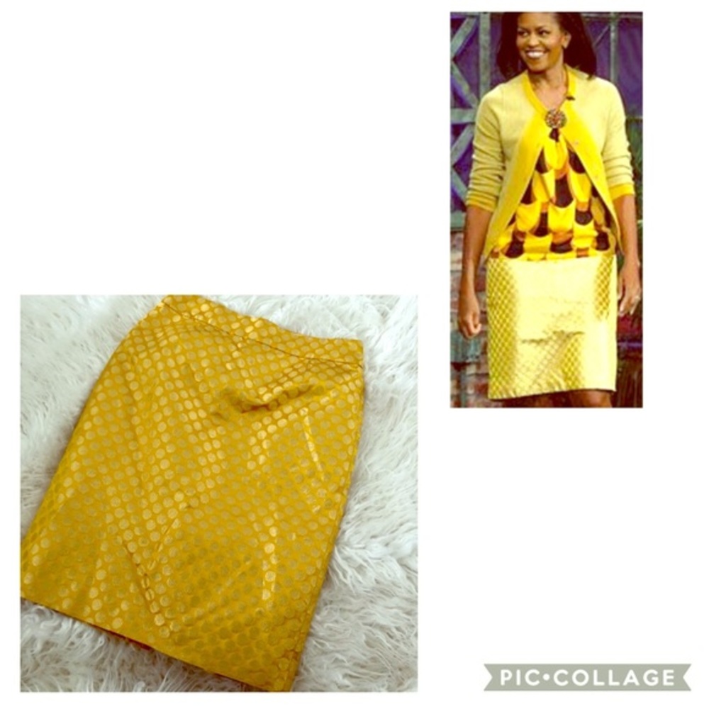 J.Crew | Pembridge Dot Gold Pencil Skirt~6